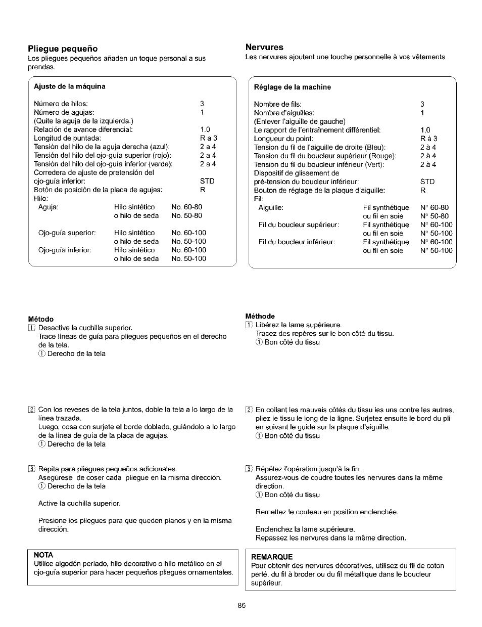 Pliegue pequeño, Nervures | Kenmore 385.166551 User Manual | Page 93 / 113