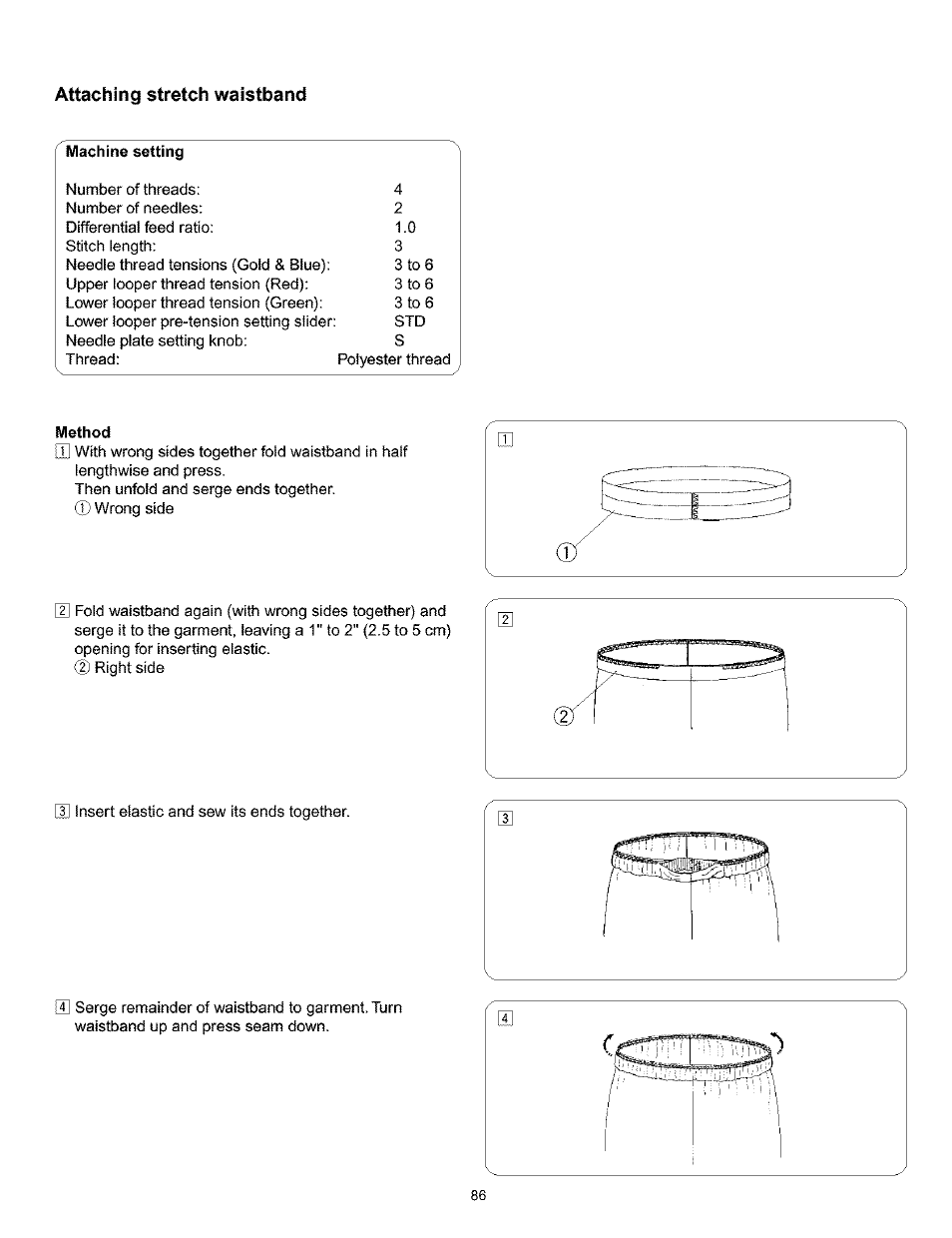 Attaching stretch waistband | Kenmore 385.166551 User Manual | Page 94 / 113