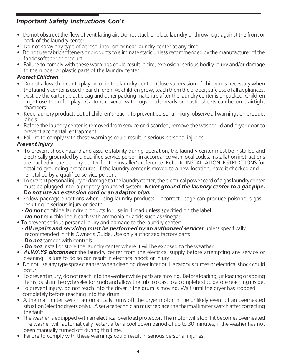 Kenmore 27" (69 cm) Wide LAUNDRY CENTER Washer - Electric Dryer P/N 134809700A User Manual | Page 4 / 15