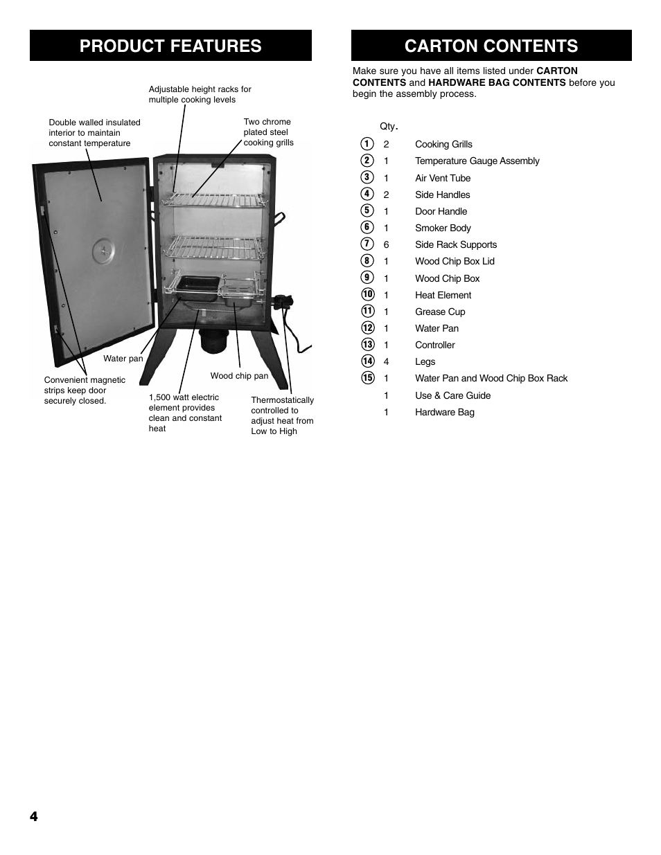 Carton contents, Product features | Kenmore 125.15887800 User Manual | Page 4 / 30