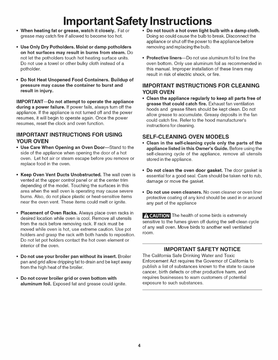 Important safety instructions | Kenmore 790.4019 User Manual | Page 4 / 26