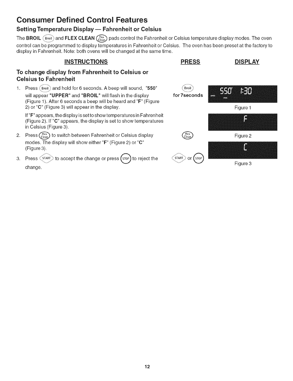 Consumer defined control features | Kenmore 790.479 User Manual | Page 12 / 36