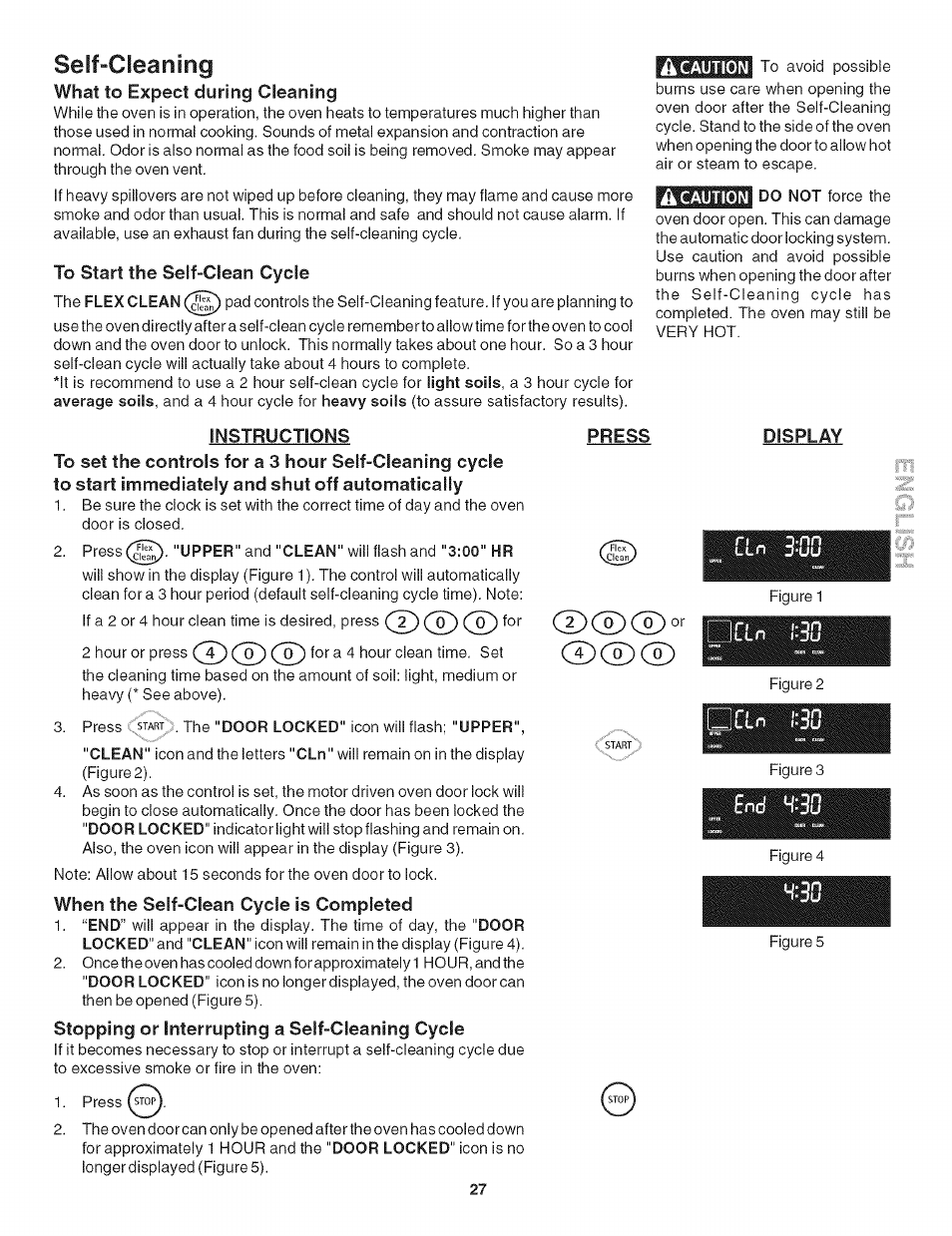 Cln k30, Seif-cleaning | Kenmore 790.479 User Manual | Page 27 / 36