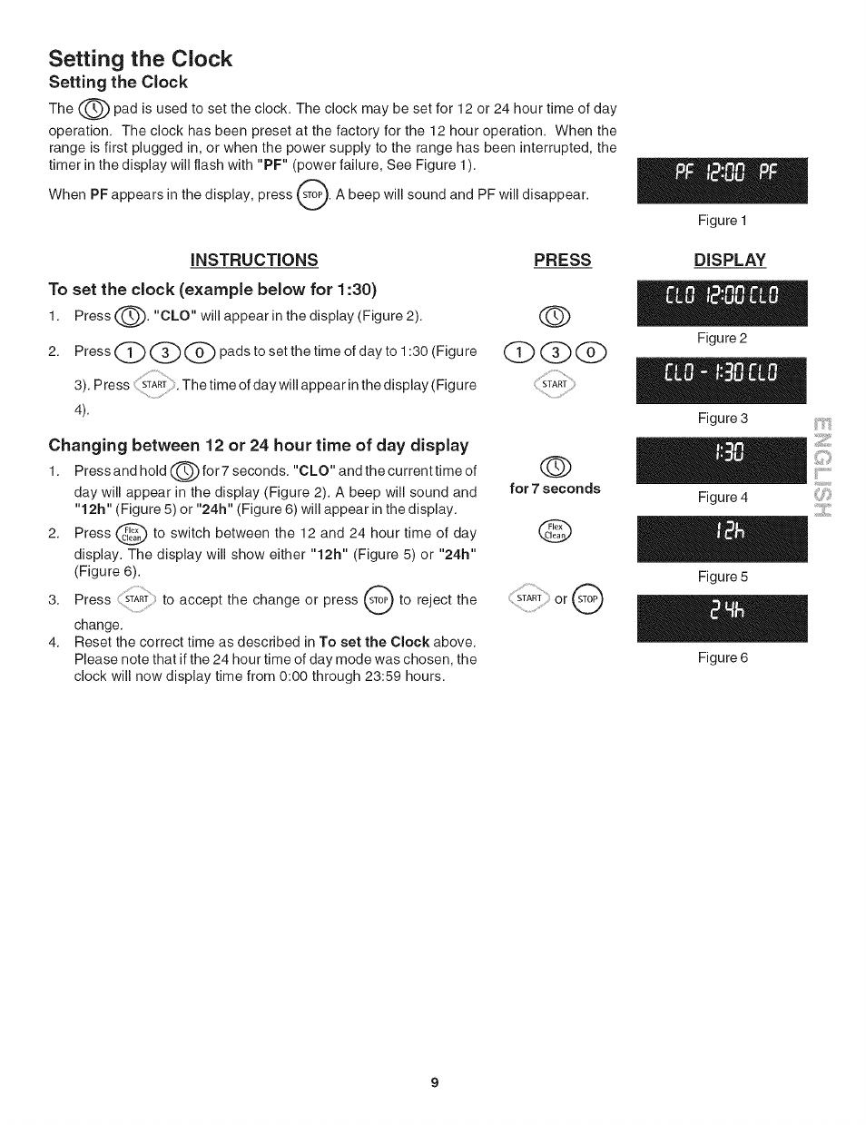 Cd(d, Setting, The clock | Kenmore 790.479 User Manual | Page 9 / 36