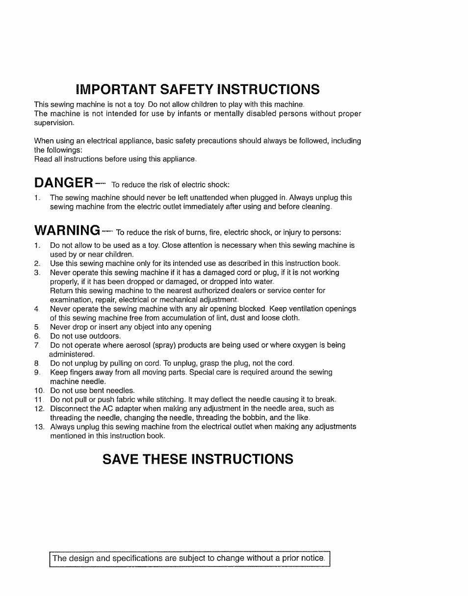 Impormnt safety instructions, Danger, Warning | Save these instructions | Kenmore 385.11703 User Manual | Page 2 / 41