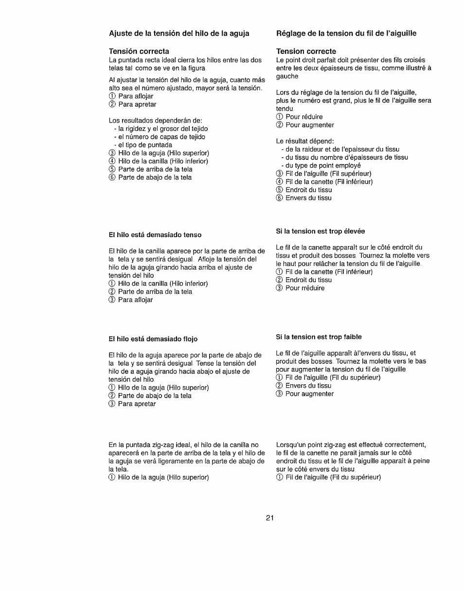 Tensión correcta, Tension correcte | Kenmore 385.11703 User Manual | Page 29 / 41