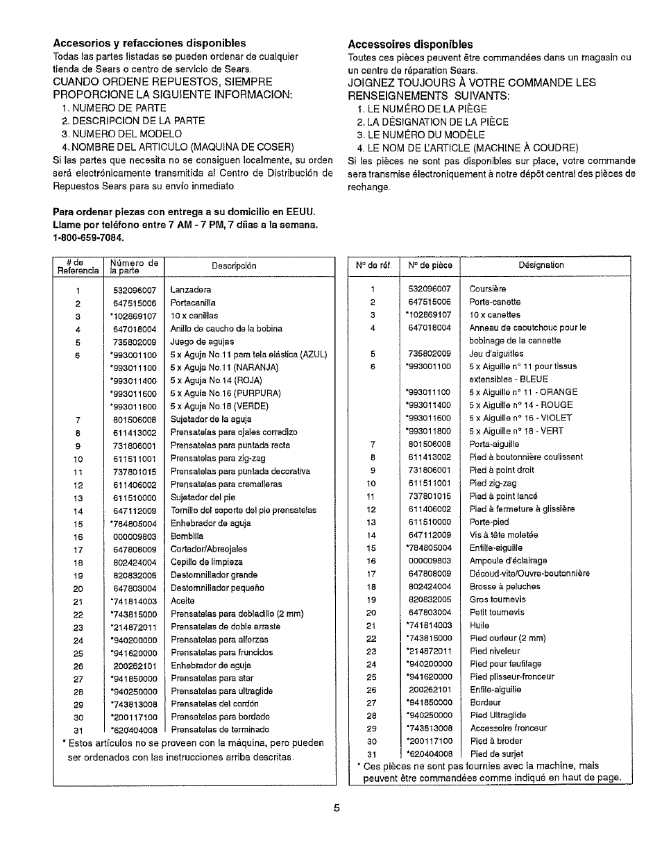 Accesorios y refacciones disponibles, Accessoires disponibles | Kenmore 385.15512 User Manual | Page 13 / 79