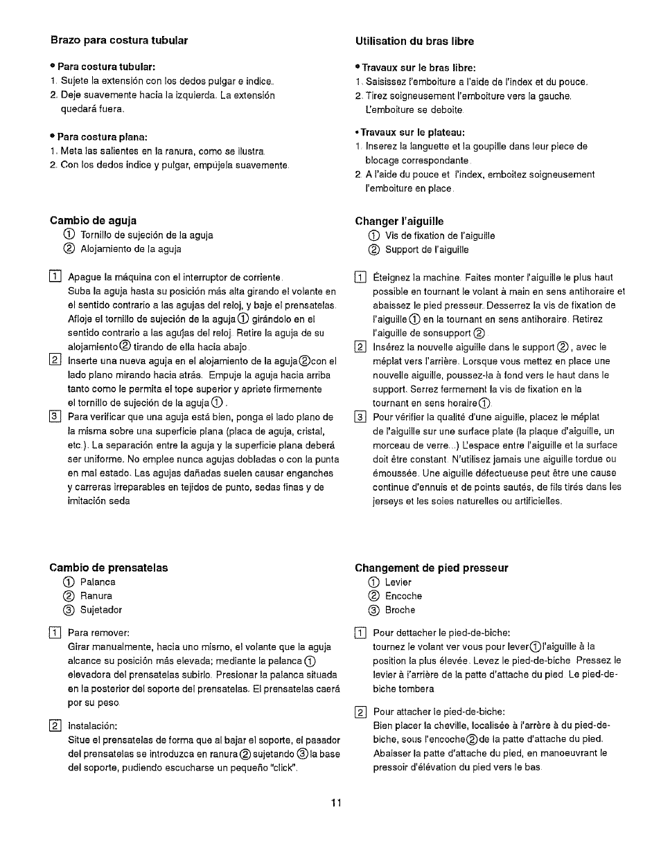 Cambio de aguja, Changer l'aiguille, Cambio de prénsatelas | Changement de pied presseur | Kenmore 385.15512 User Manual | Page 19 / 79