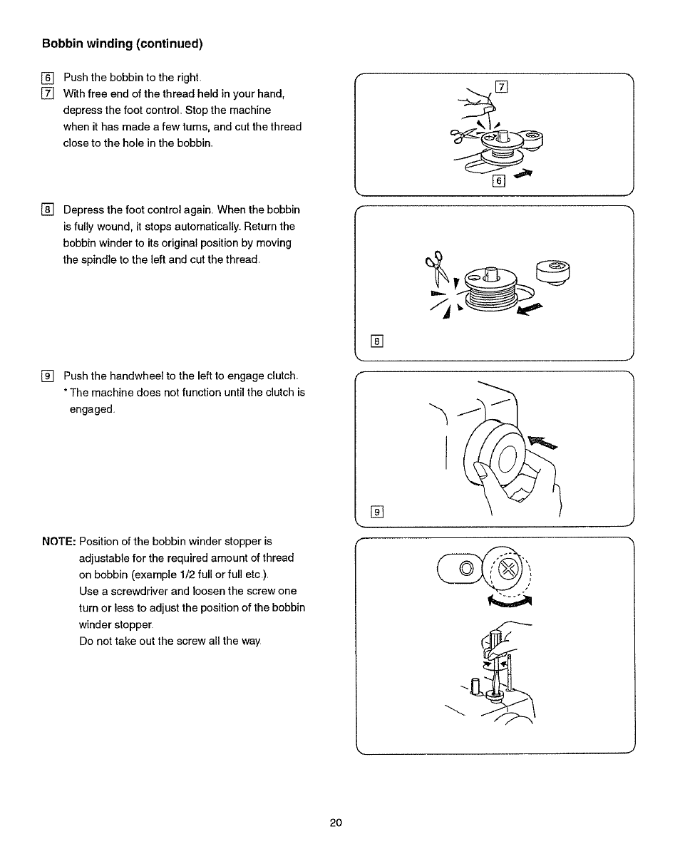 Bobbin winding (continued) | Kenmore 385.15512 User Manual | Page 28 / 79