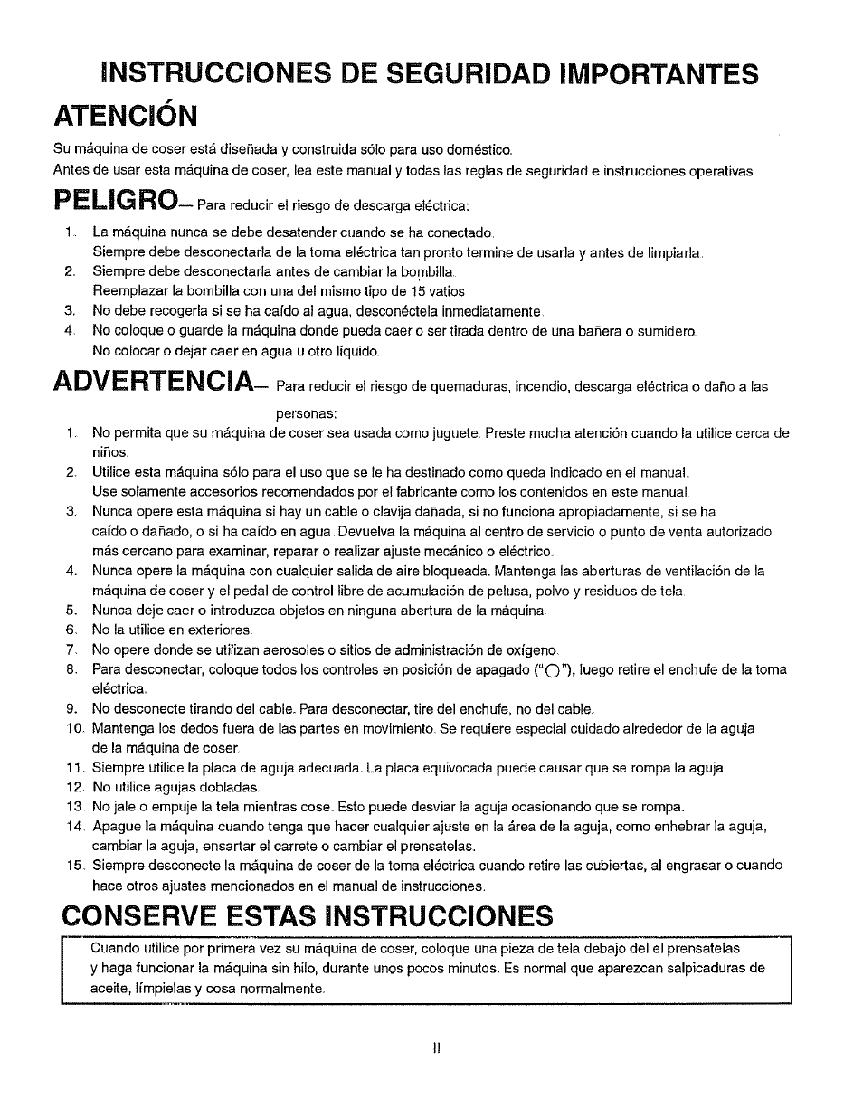 Instrucciones de seguridad importantes atención, Peligro, Advertencia | Conserve estas instrucciones | Kenmore 385.15512 User Manual | Page 3 / 79