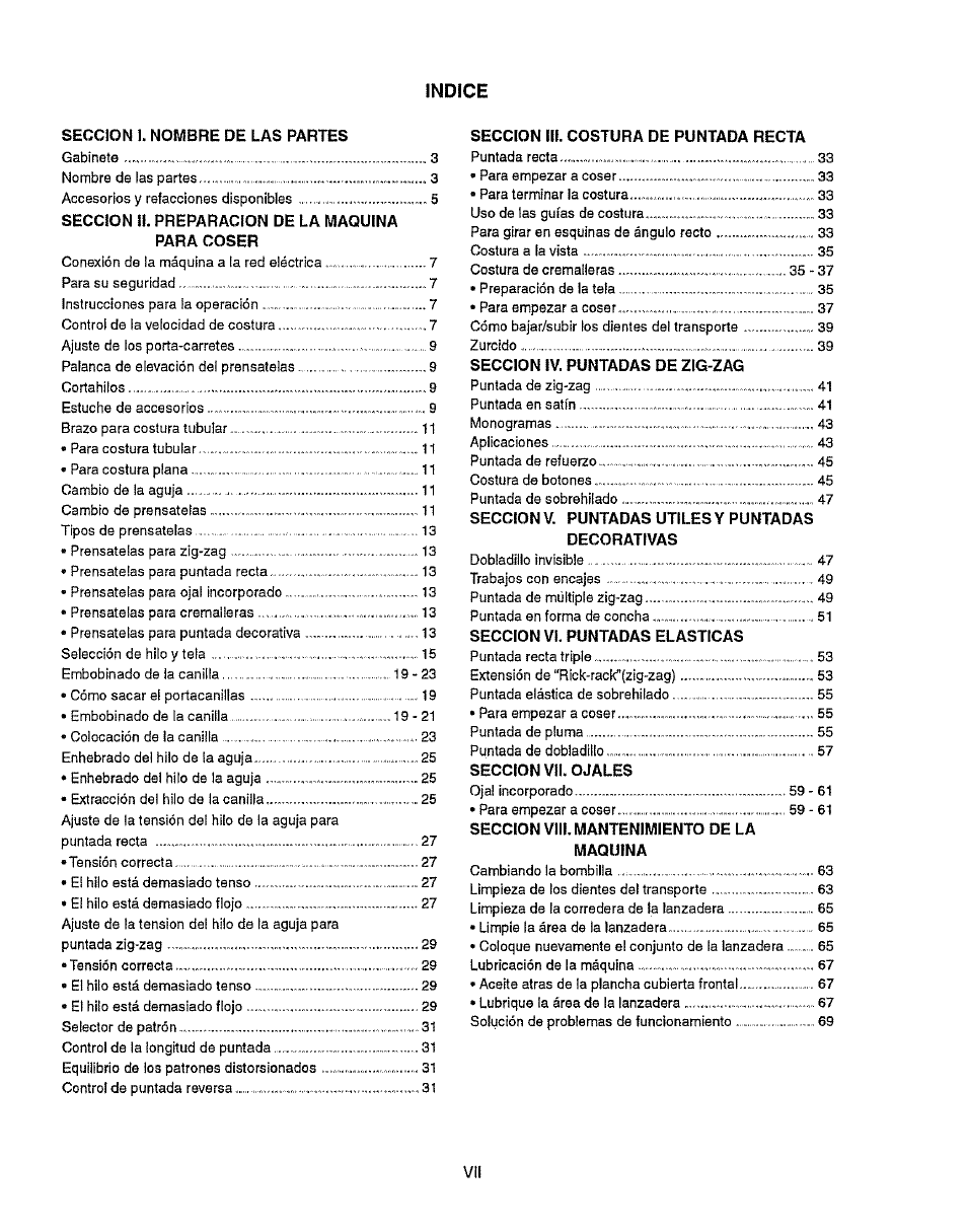 Indice | Kenmore 385.15512 User Manual | Page 8 / 79