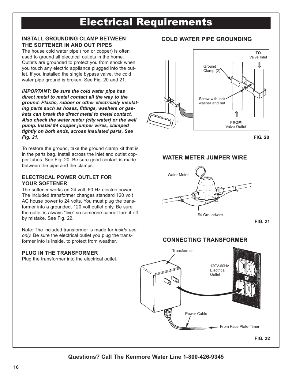 Electrical requirements | Kenmore 420 Series User Manual | Page 16 / 52