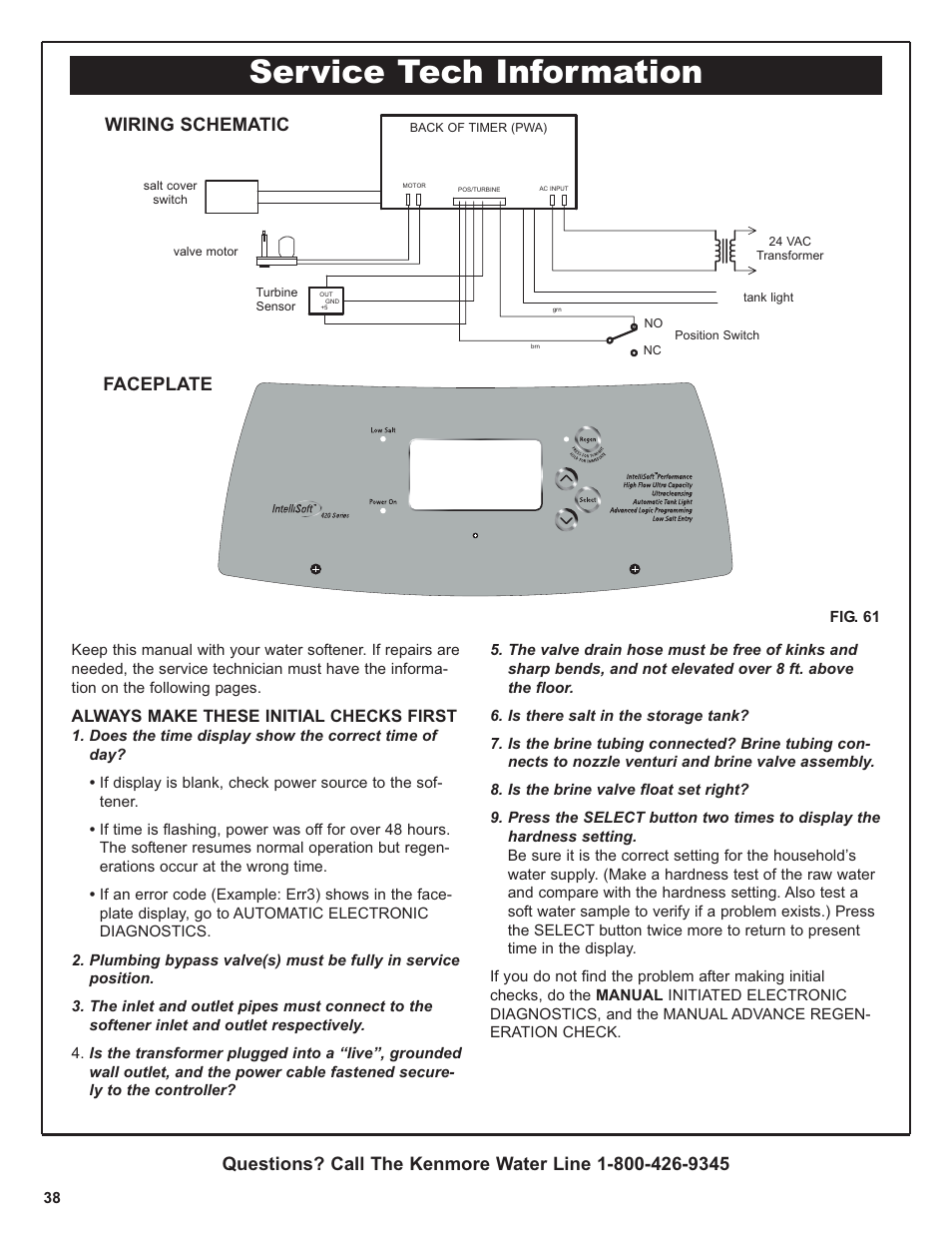 Service tech information, Always make these initial checks first | Kenmore 420 Series User Manual | Page 38 / 52