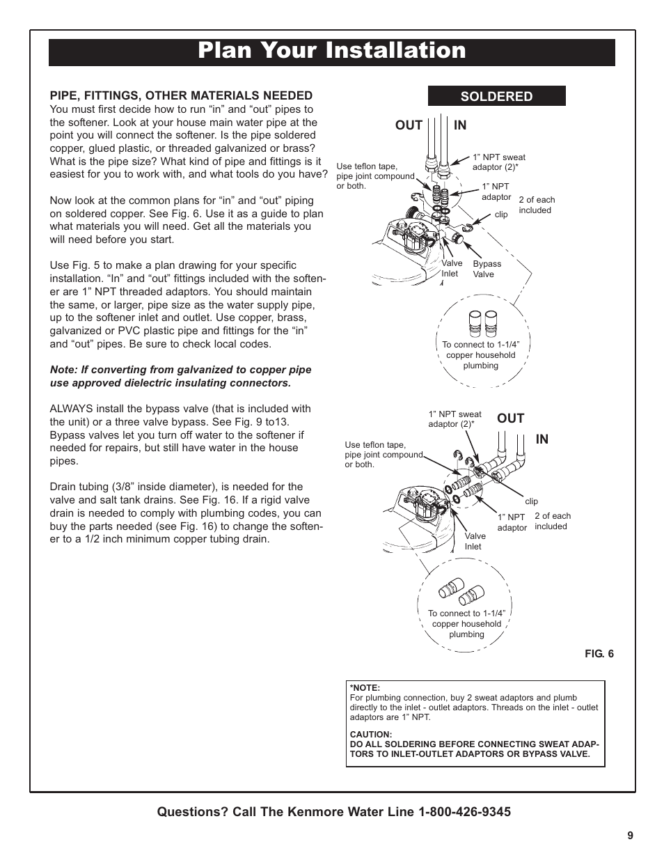 Plan your installation, Soldered | Kenmore 420 Series User Manual | Page 9 / 52