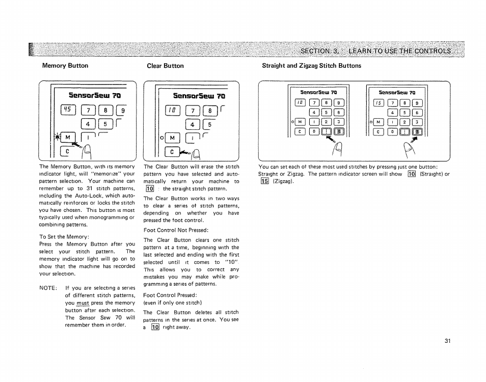 Memory button, Clear button | Kenmore 19501 User Manual | Page 32 / 98