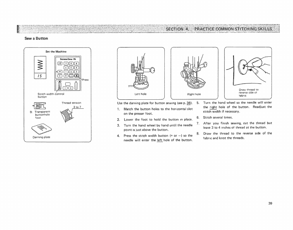 Sew a button | Kenmore 19501 User Manual | Page 40 / 98