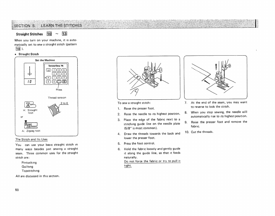 Straight stitches | Kenmore 19501 User Manual | Page 51 / 98