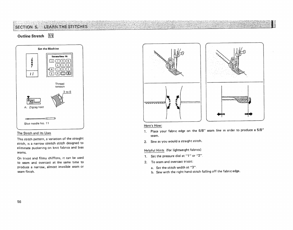 Section 5. learn the stitches outline stretch | Kenmore 19501 User Manual | Page 57 / 98