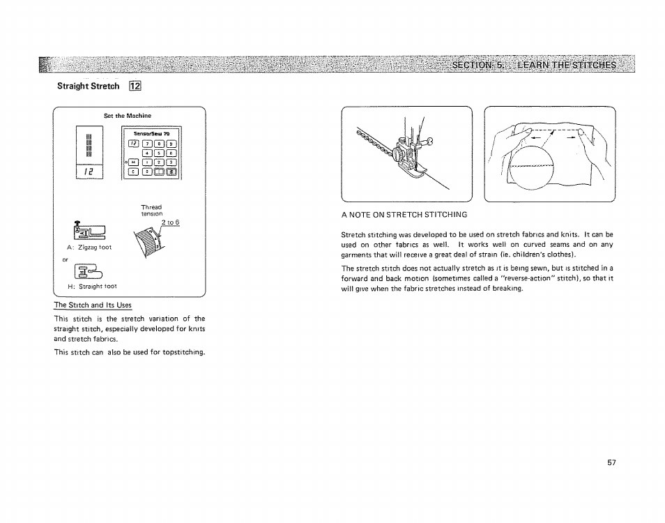 Straight stretch, Сзсбшш, Cocd | D] шшш | Kenmore 19501 User Manual | Page 58 / 98