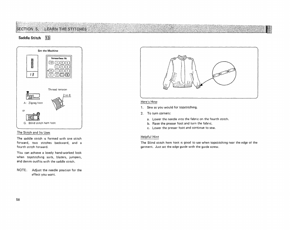 Saddle stitch iì3 | Kenmore 19501 User Manual | Page 59 / 98