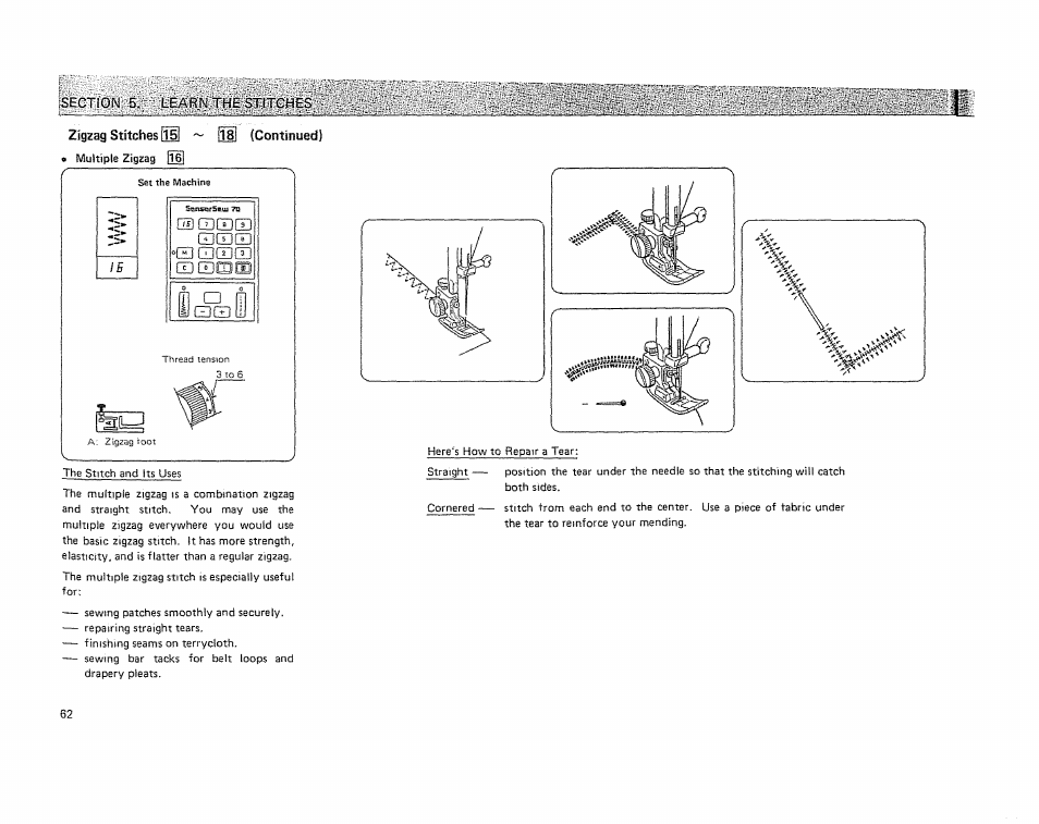 Zigzag stitches fill, Corns, Fill | Kenmore 19501 User Manual | Page 63 / 98