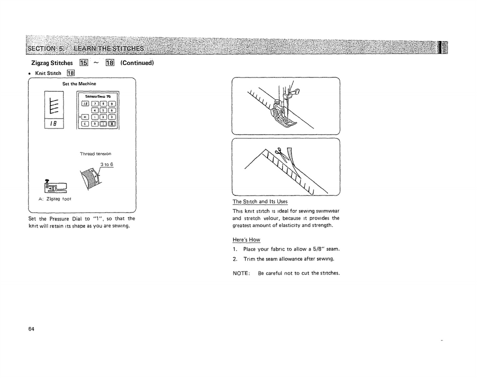 Section-5, learn-the stitches, Zigzag stitches sh ~ ilh (continued), Gilgdedfl | Gdcdg3 “q qqci, Cd mm | Kenmore 19501 User Manual | Page 65 / 98