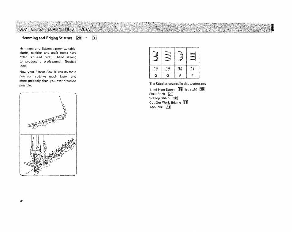 Hemming and edging stitches h | Kenmore 19501 User Manual | Page 71 / 98