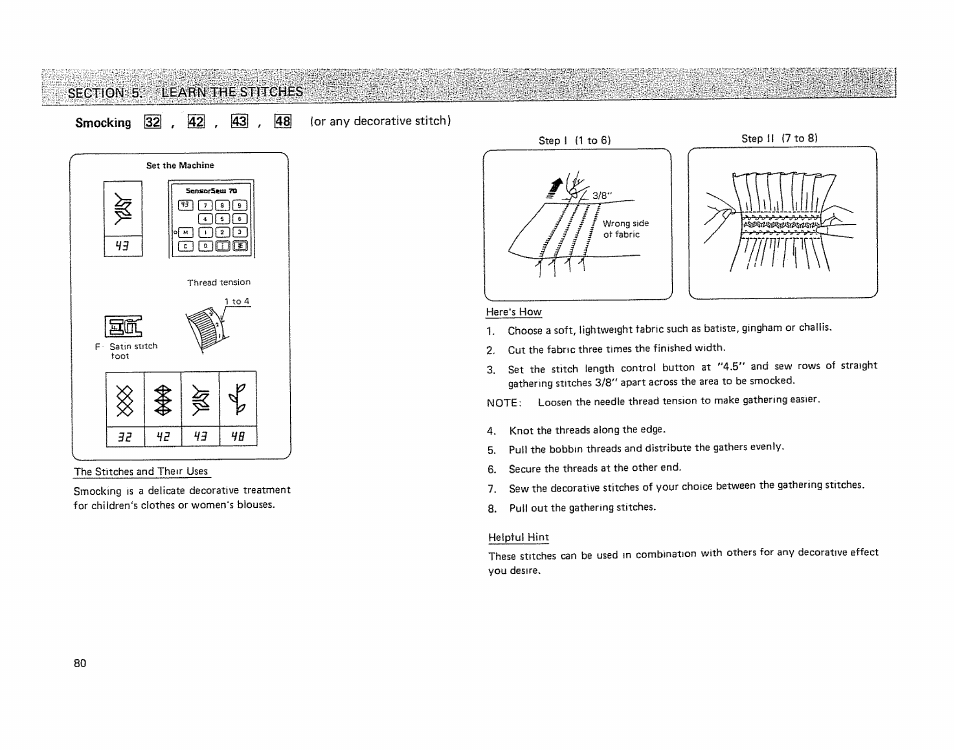 Smocking, Or any decorative stitch) | Kenmore 19501 User Manual | Page 81 / 98