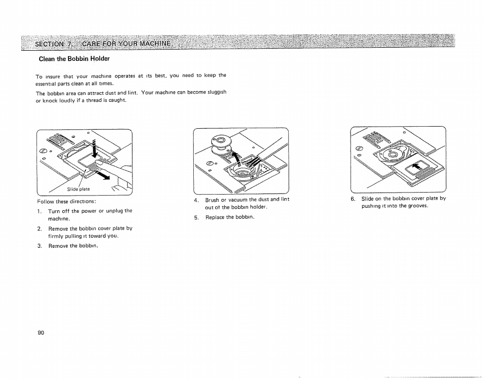 Clean the bobbin holder | Kenmore 19501 User Manual | Page 91 / 98