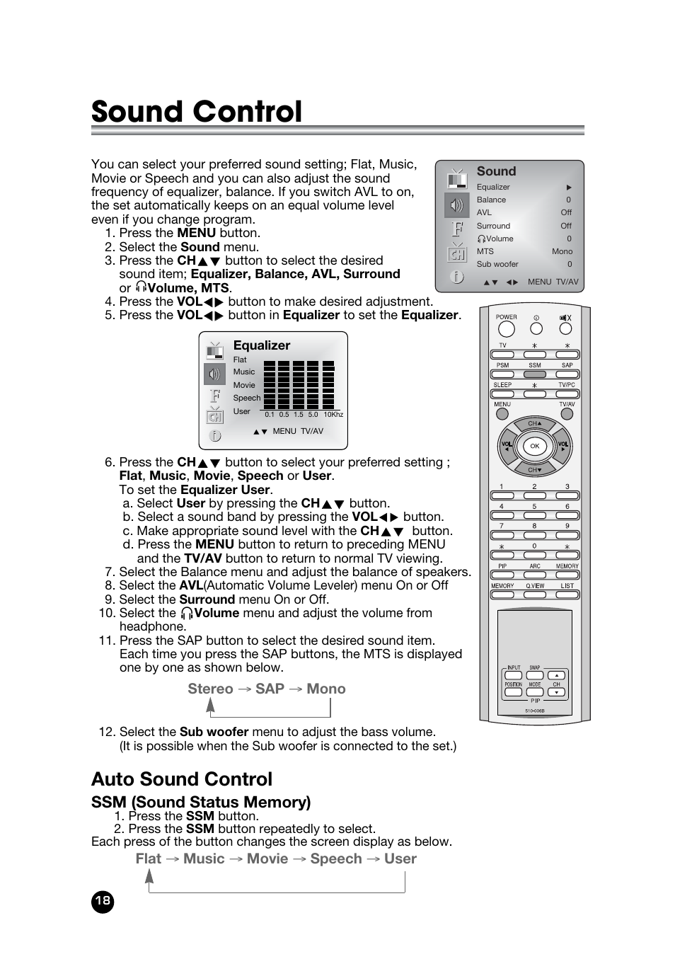 Sound control, Auto sound control | Kreisen KR-400T User Manual | Page 18 / 31