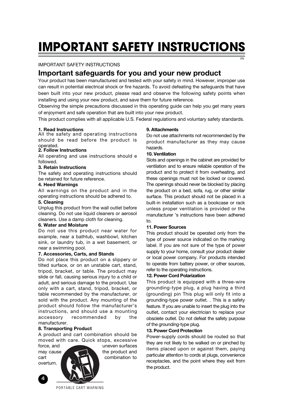 Important safety instructions, Important safeguards for you and your new product | Kreisen KR-320T User Manual | Page 4 / 31