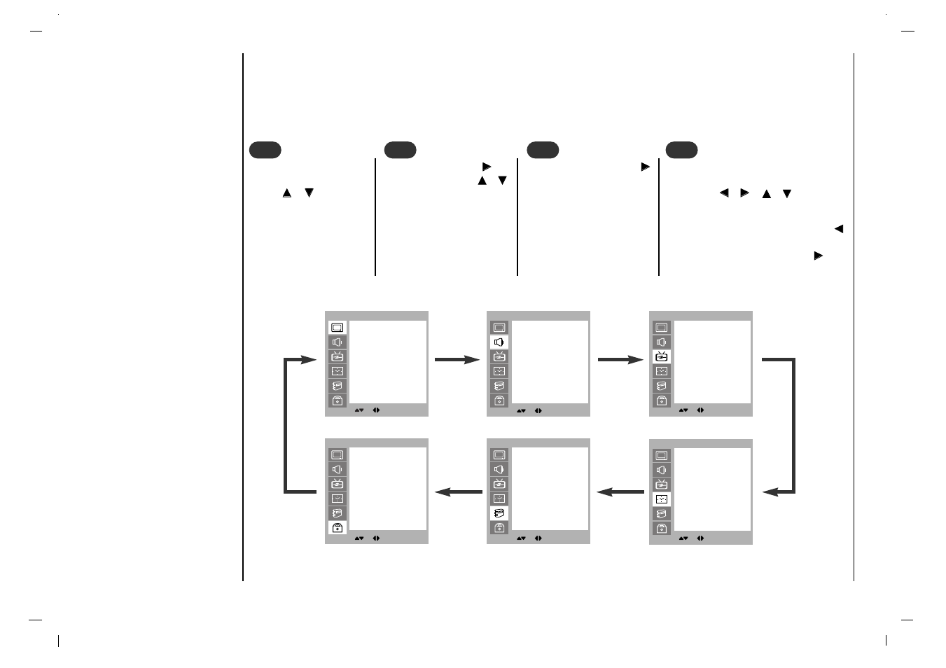 Menús en pantalla, Selección del menú | Kreisen KR-370T User Manual | Page 60 / 88