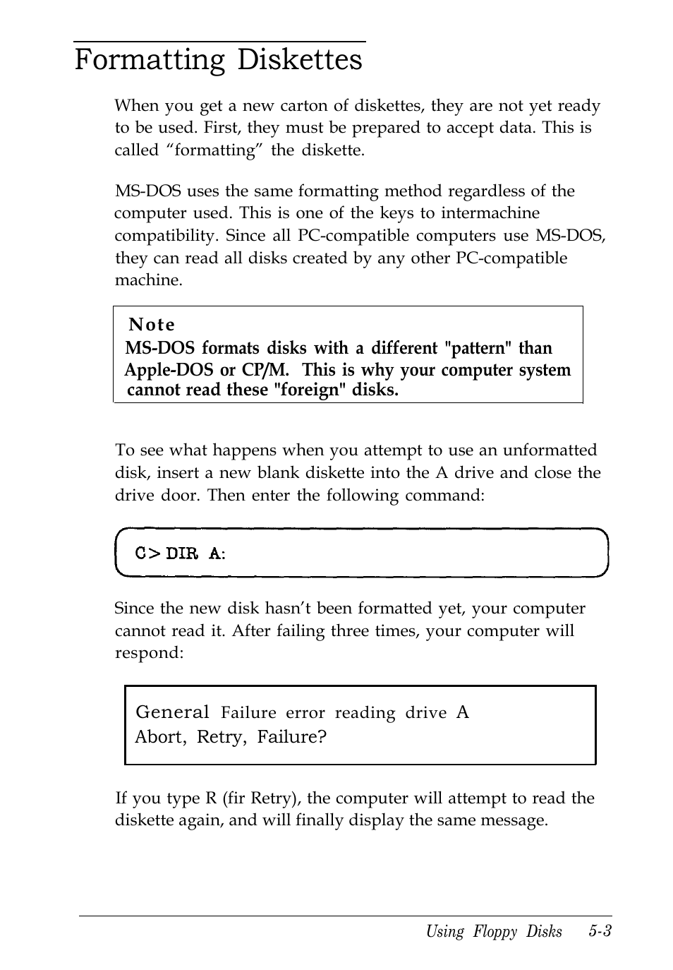 Formatting diskettes | Kreisen 3 8 6 X / X E User Manual | Page 103 / 173