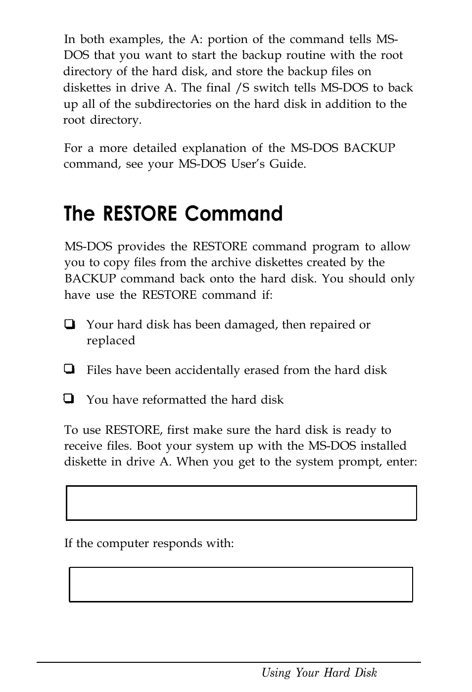 The restore command | Kreisen 3 8 6 X / X E User Manual | Page 132 / 173