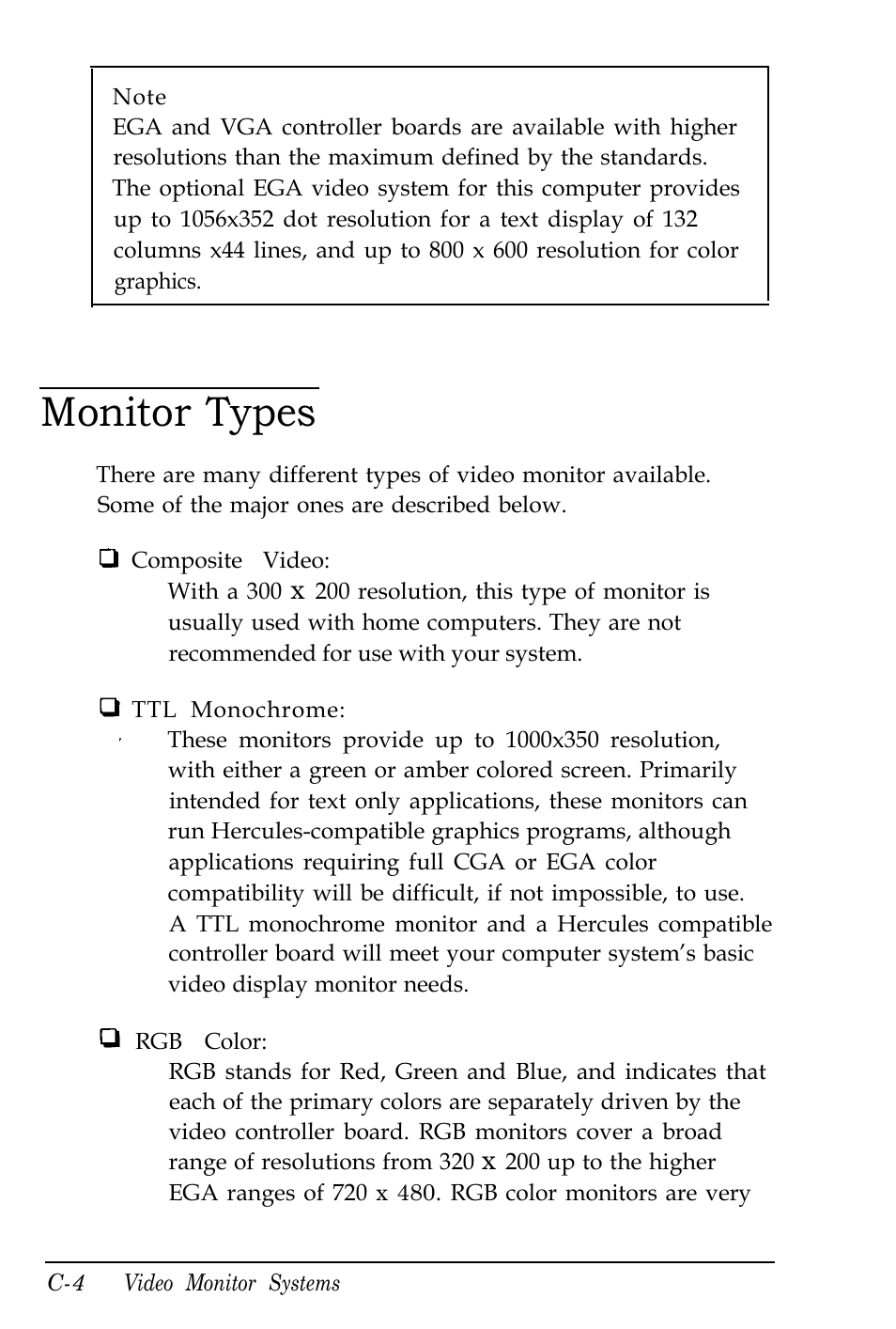 Monitor types | Kreisen 3 8 6 X / X E User Manual | Page 164 / 173