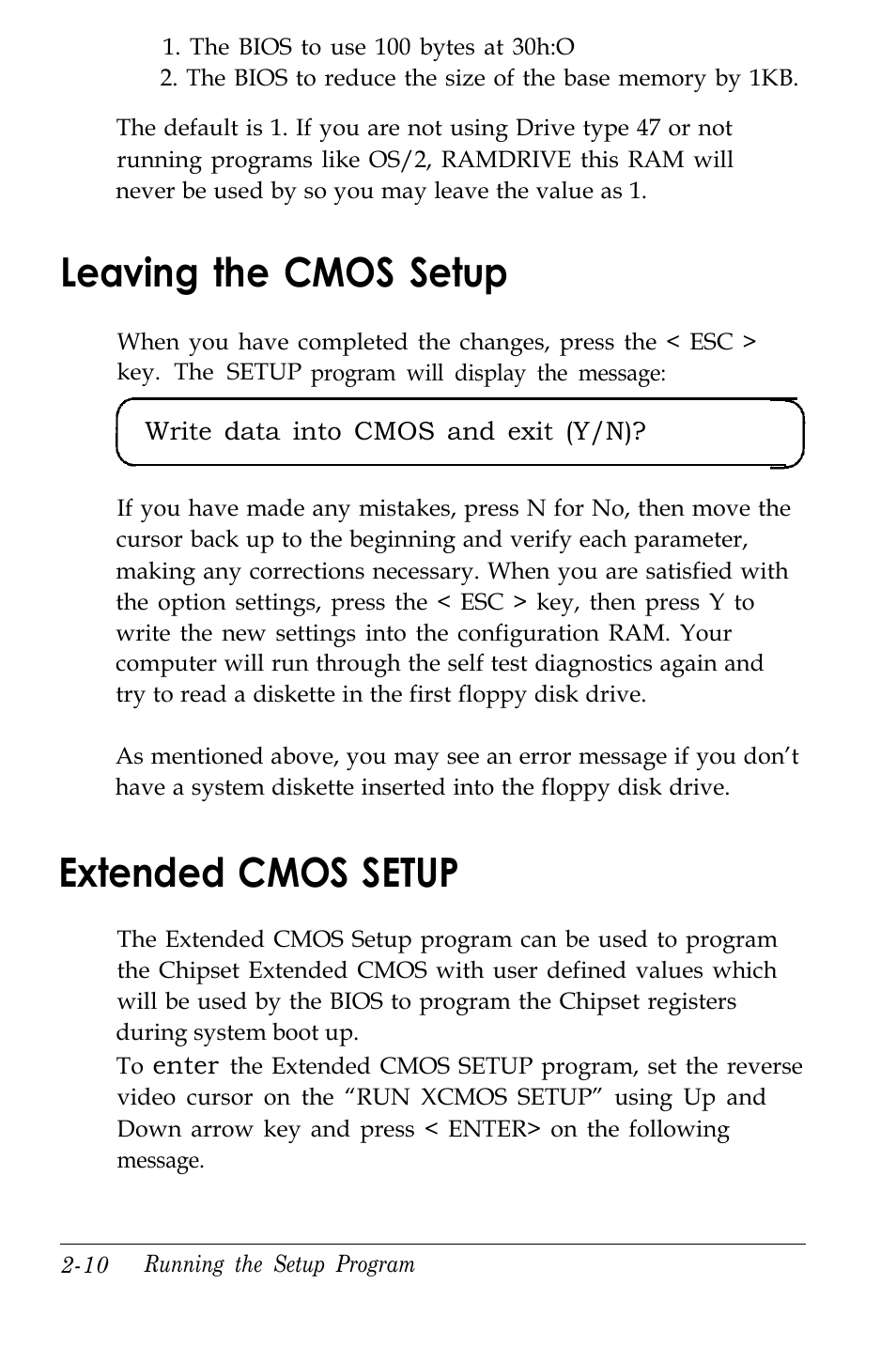 Leaving the cmos setup, Extended cmos setup | Kreisen 3 8 6 X / X E User Manual | Page 47 / 173