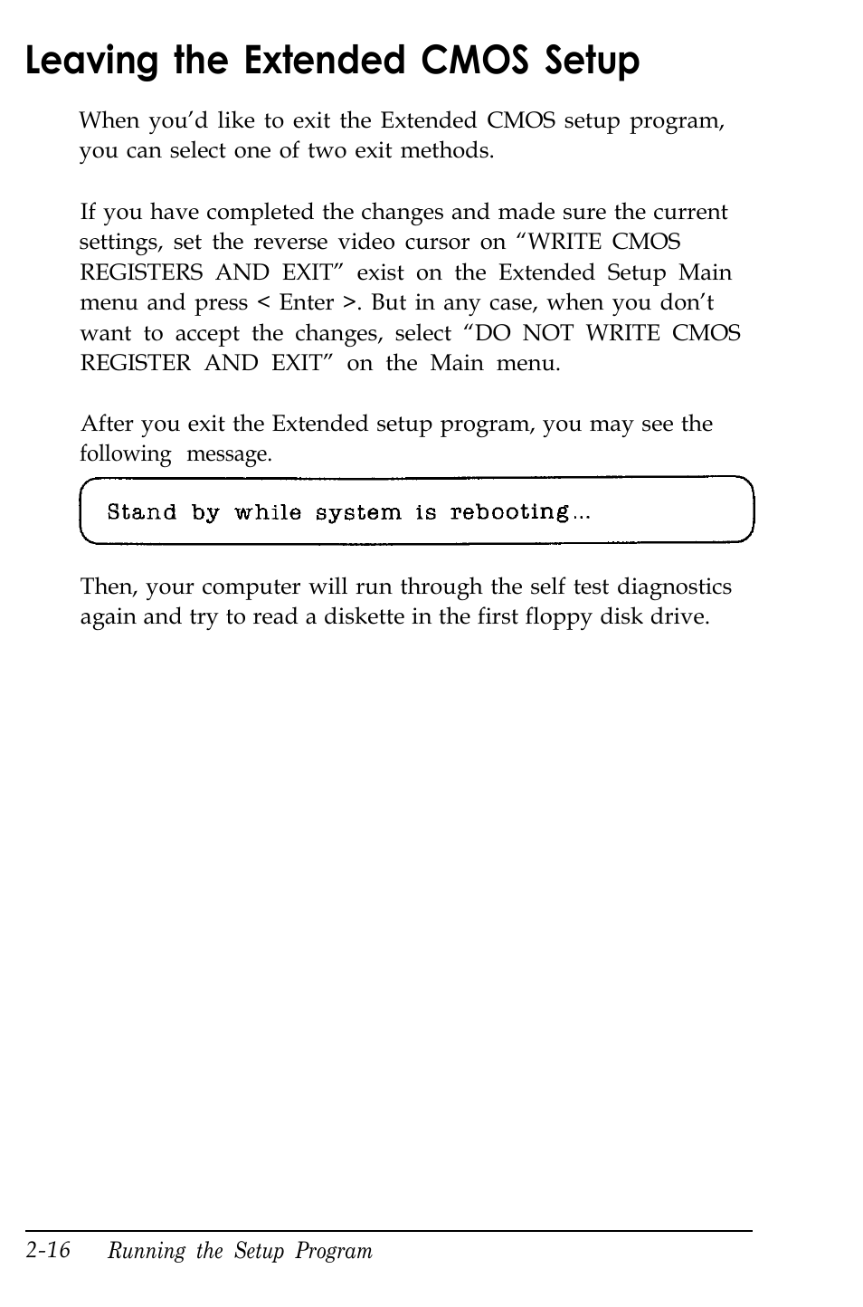 Leaving the extended cmos setup | Kreisen 3 8 6 X / X E User Manual | Page 53 / 173