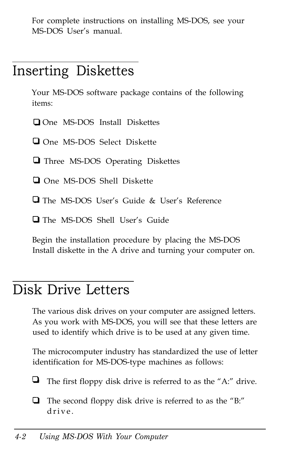 Inserting diskettes, Disk drive letters | Kreisen 3 8 6 X / X E User Manual | Page 74 / 173