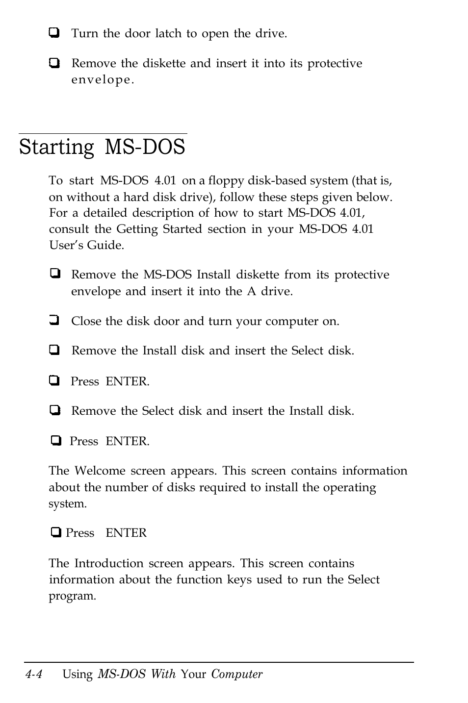Starting ms-dos | Kreisen 3 8 6 X / X E User Manual | Page 76 / 173