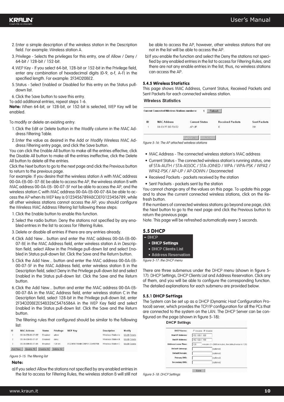 User’s manual | Kraus USA Kralin Wireless Access Point 54MB Single Port Cod. KR.XJ User Manual | Page 10 / 17