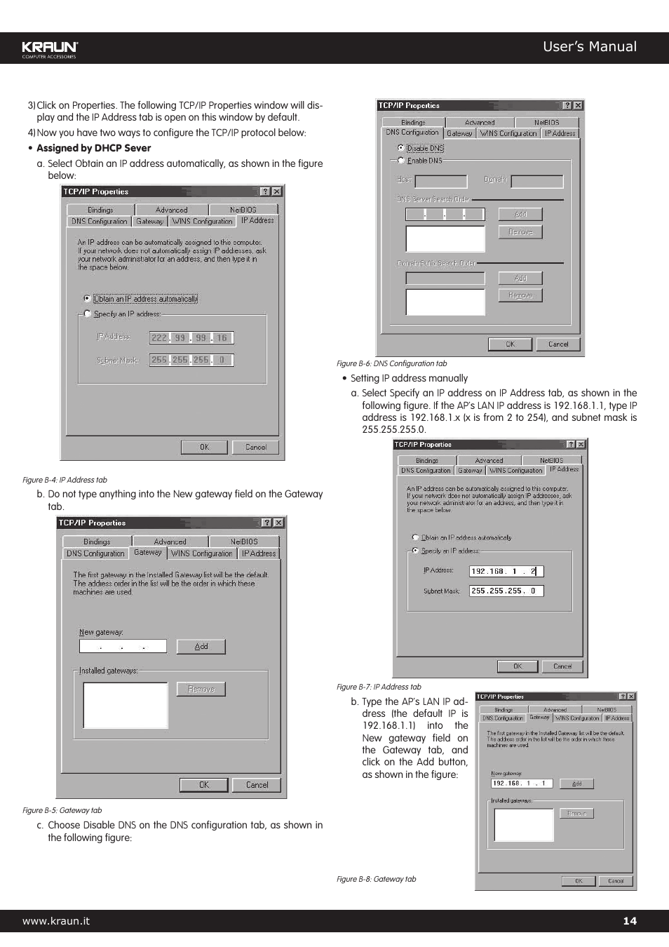 User’s manual | Kraus USA Kralin Wireless Access Point 54MB Single Port Cod. KR.XJ User Manual | Page 14 / 17