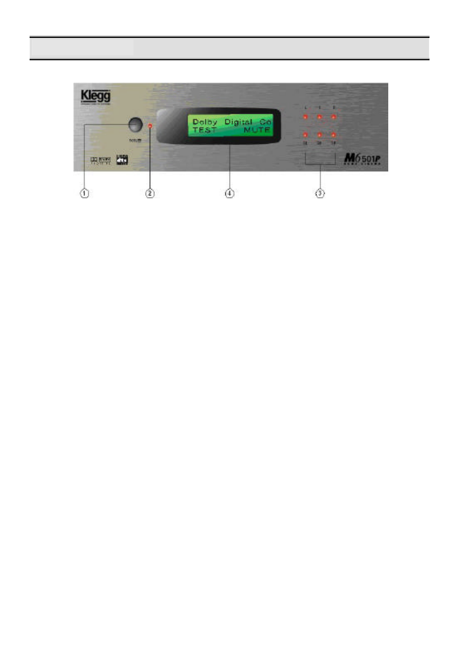 M6 501p front panel | Klegg electronic M6 501P User Manual | Page 8 / 33