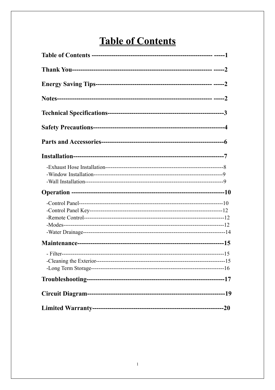 KoldFront PAC9000 User Manual | Page 2 / 23