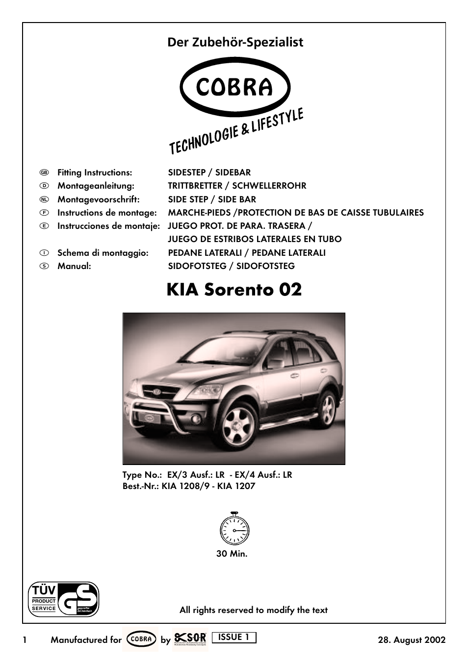 KIA Sorento 02 EX/3 User Manual | 4 pages