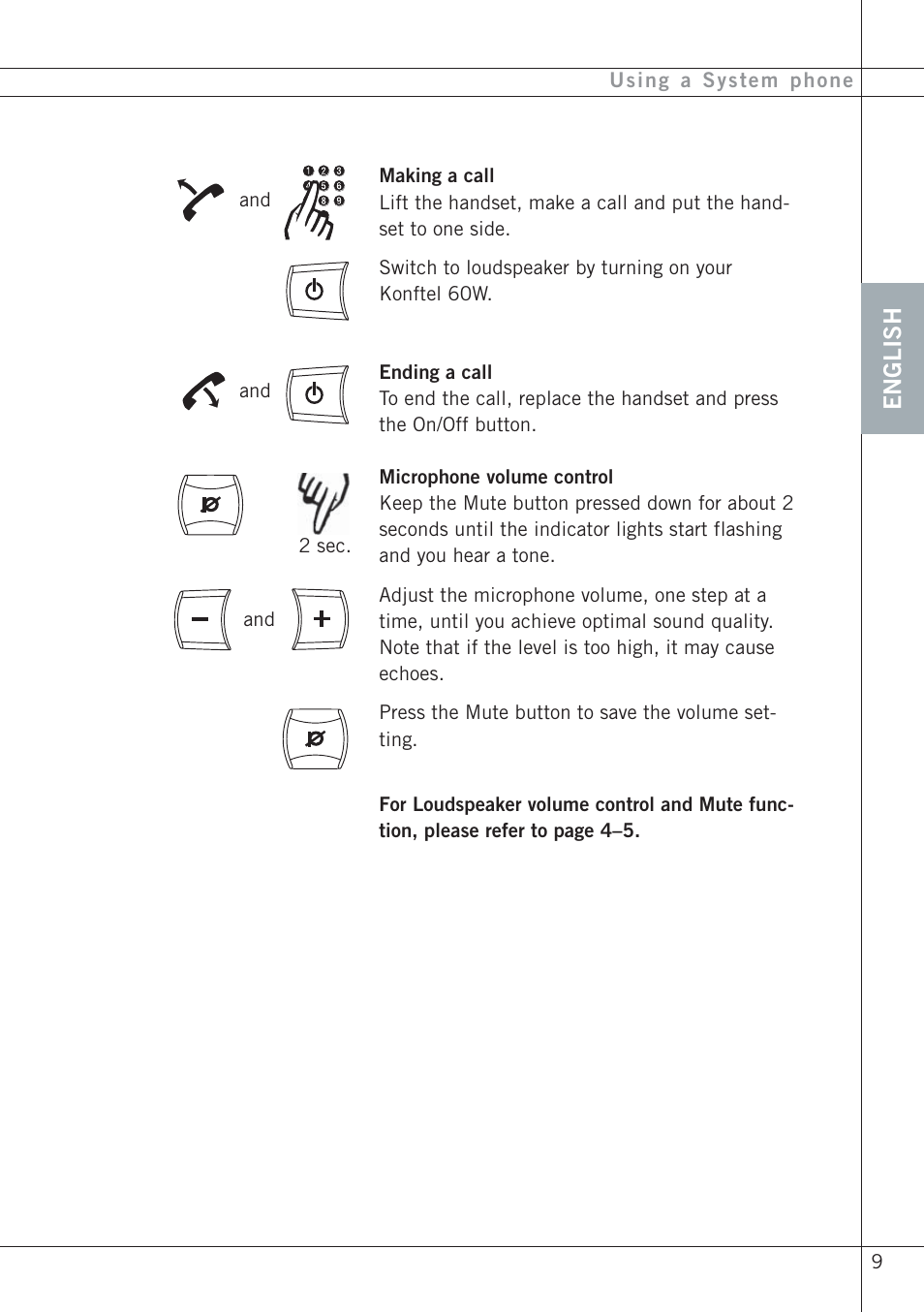 English | Konftel 60W User Manual | Page 11 / 27