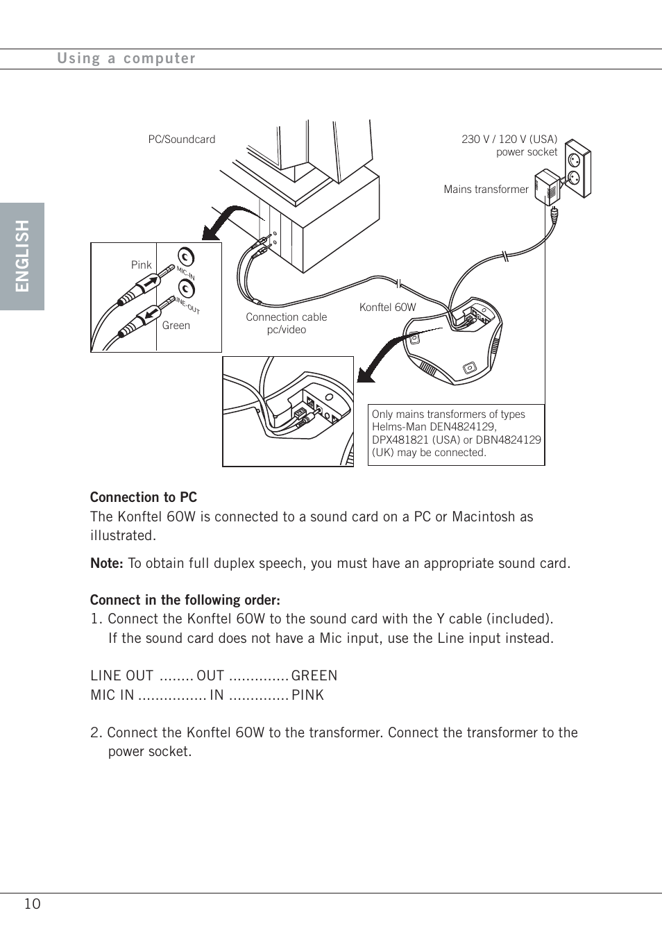 English | Konftel 60W User Manual | Page 12 / 27