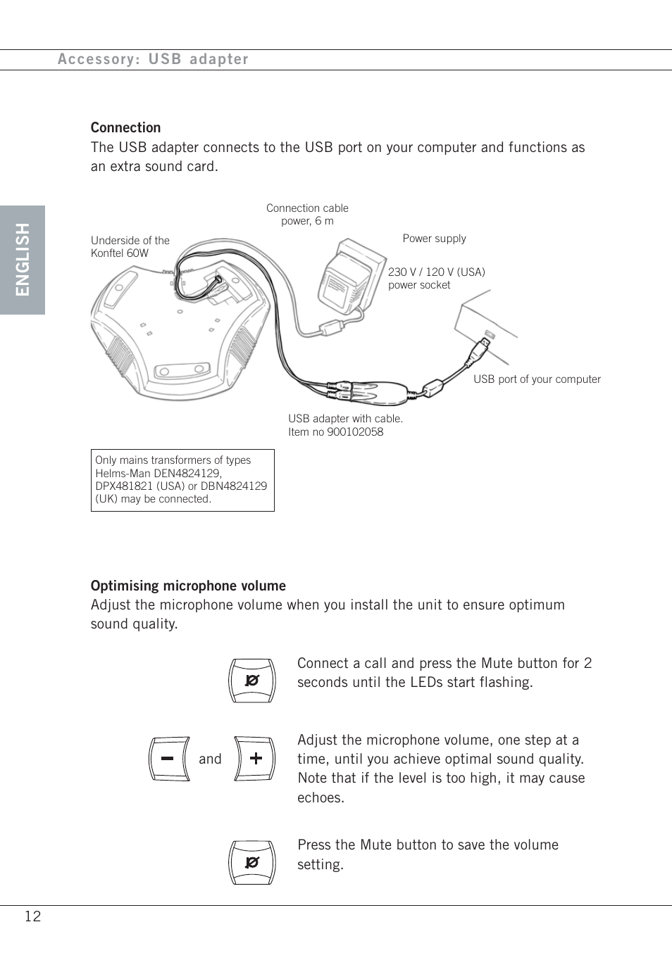 English | Konftel 60W User Manual | Page 14 / 27