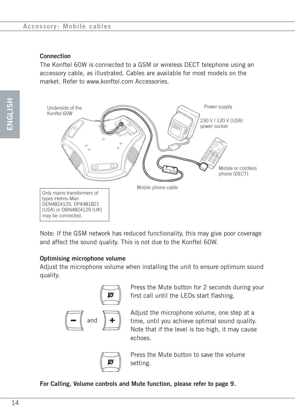 English | Konftel 60W User Manual | Page 16 / 27