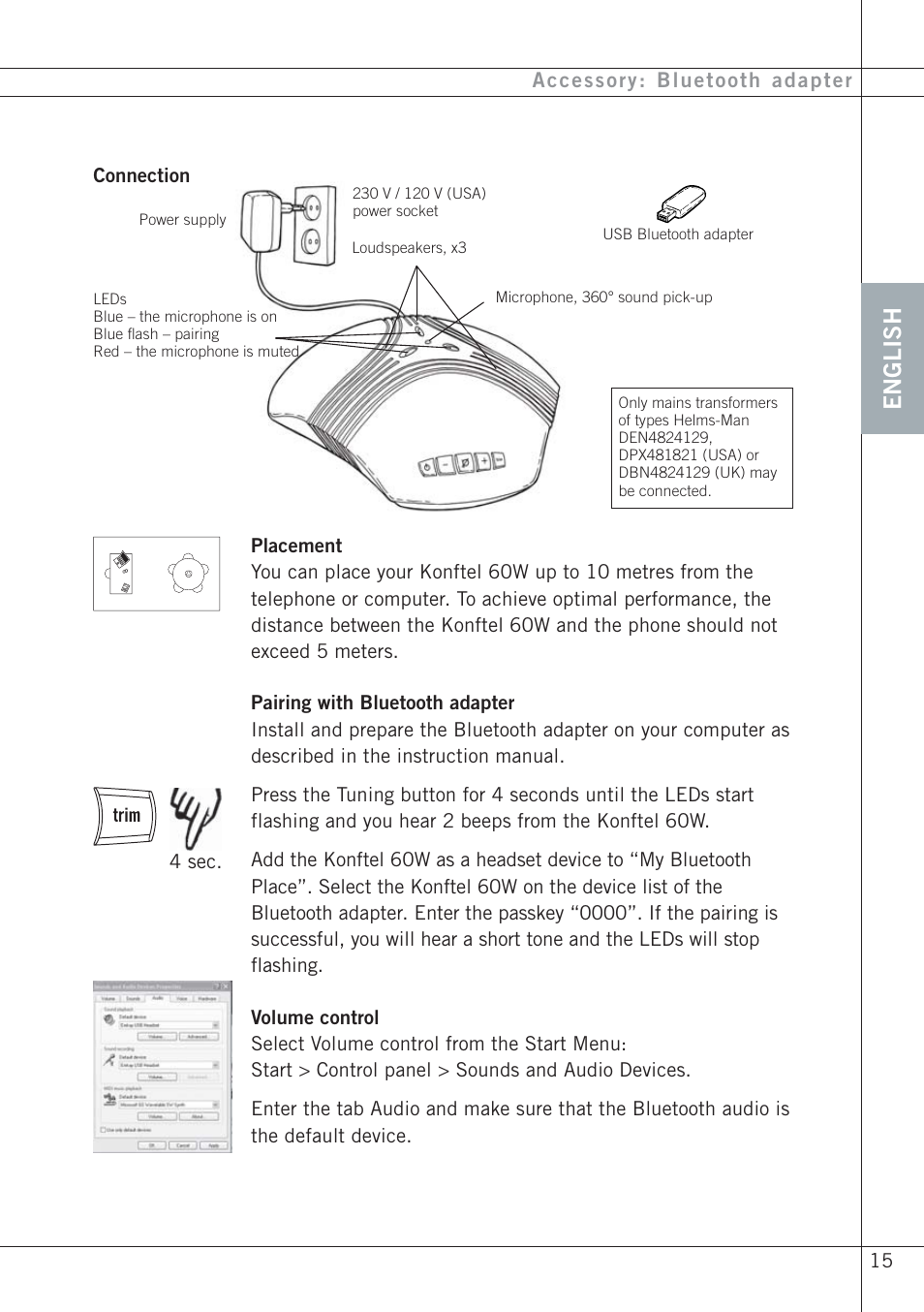 English | Konftel 60W User Manual | Page 17 / 27