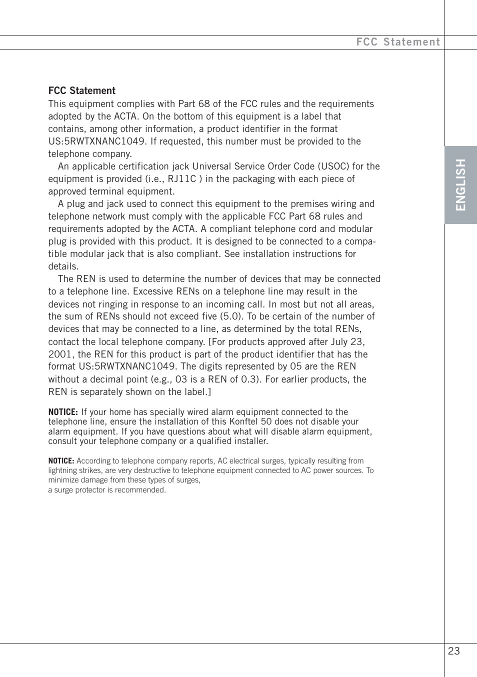English | Konftel 60W User Manual | Page 25 / 27
